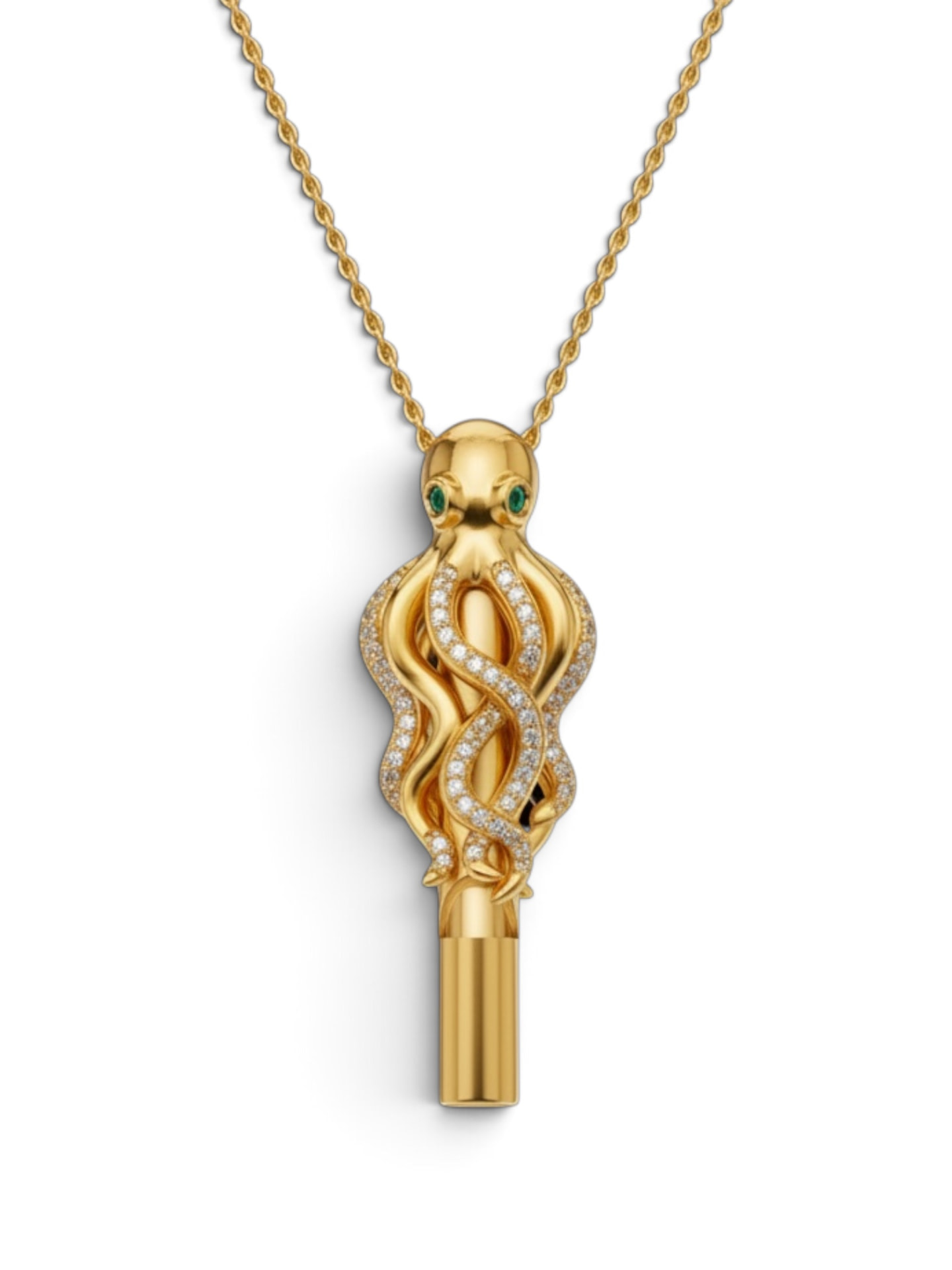 OCTOPUS'S Necklace, 14K 0.5 micron Gold Plated Brass