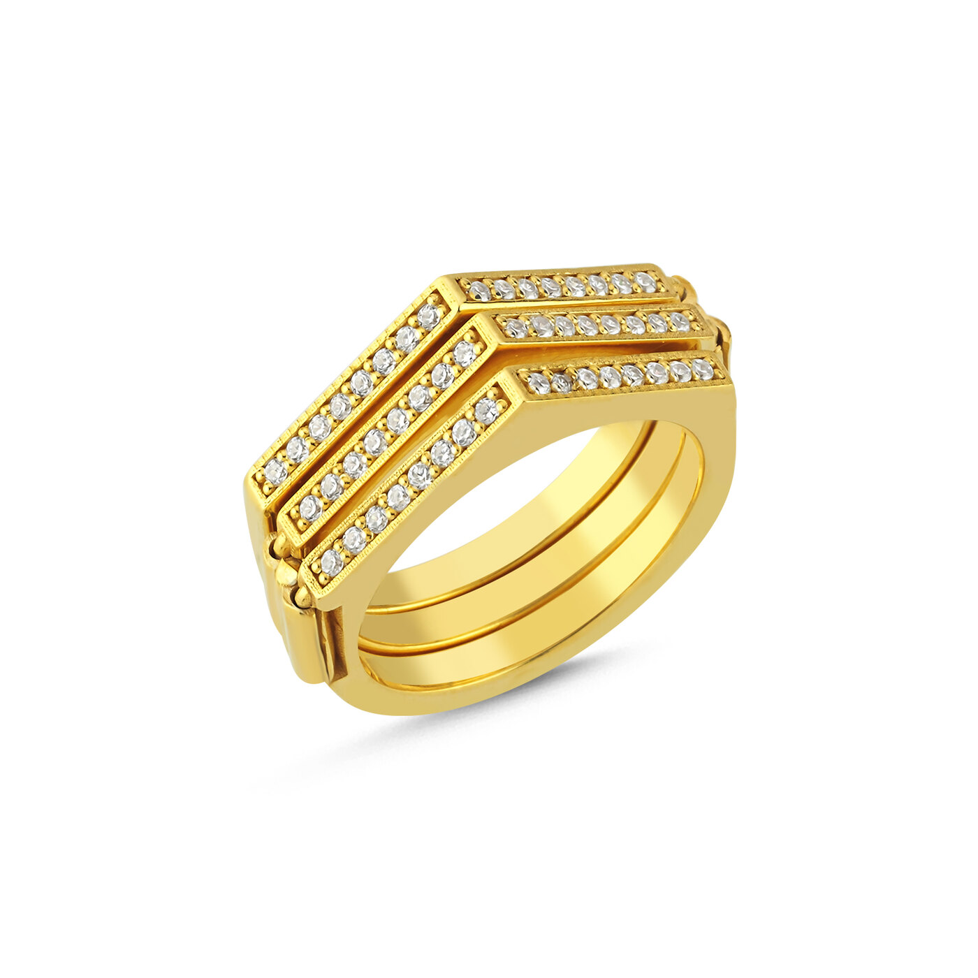 MUSHLA Ring, 14K 0.5 micron Gold Plated Brass + Stones