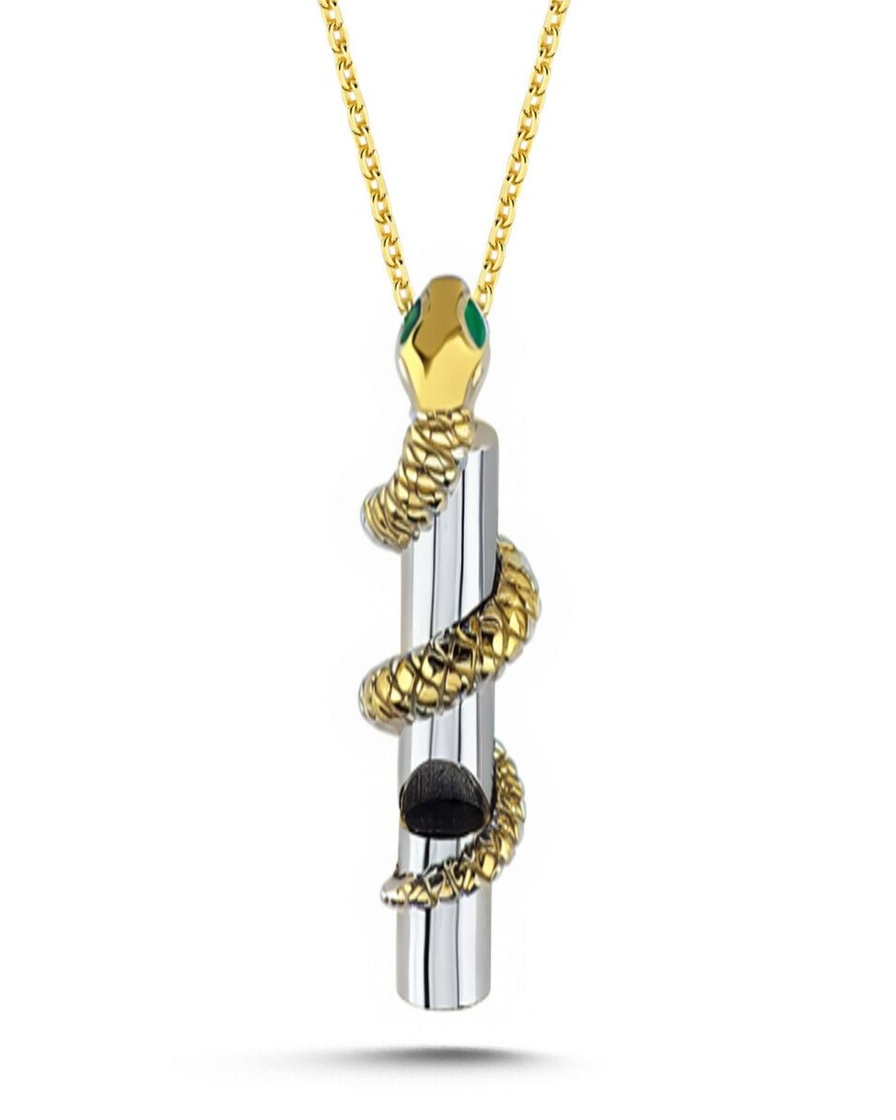 SNAKE'S Necklace, Silver plated + 14K 0.5 micron Gold Plated Brass